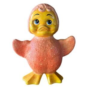Vintage Holland Mold Company Quirky Tangerine Texture Duck Statue Figurine HOMCO
